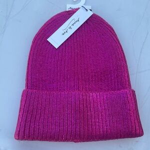 NWT $38 Anna & Ava Metallic Pink Sparkle Stretch Knit Hat